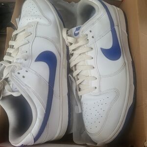 White and Blue nike dunk low retro shoes